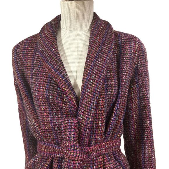Claude Barthelemy Paris Vintage Tweed Boucle Tie Waist Jacket Coat - Picture 3 of 9
